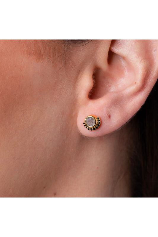 Labradorite & Black Spinel Lunar Eclipse Studs