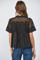 Lace Appliqué Mesh Top Black