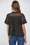 Lace Appliqué Mesh Top Black