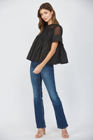 Lace Appliqué Mesh Top Black