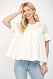 Lace Appliqué Mesh Top White