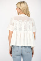 Lace Appliqué Mesh Top White