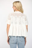 Lace Appliqué Mesh Top White