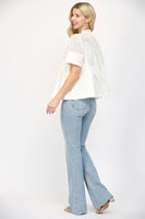 Lace Appliqué Mesh Top White