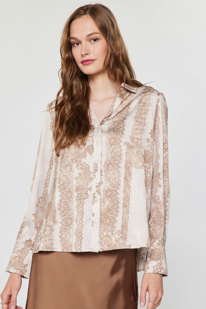 Lace Motif Printed Blouse