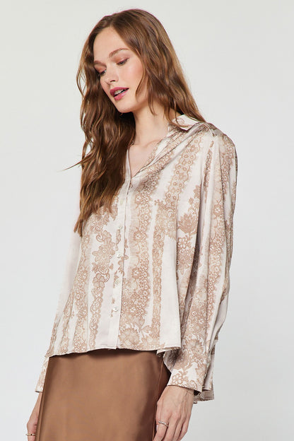 Lace Motif Printed Blouse