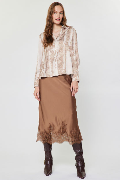Lace Motif Printed Blouse
