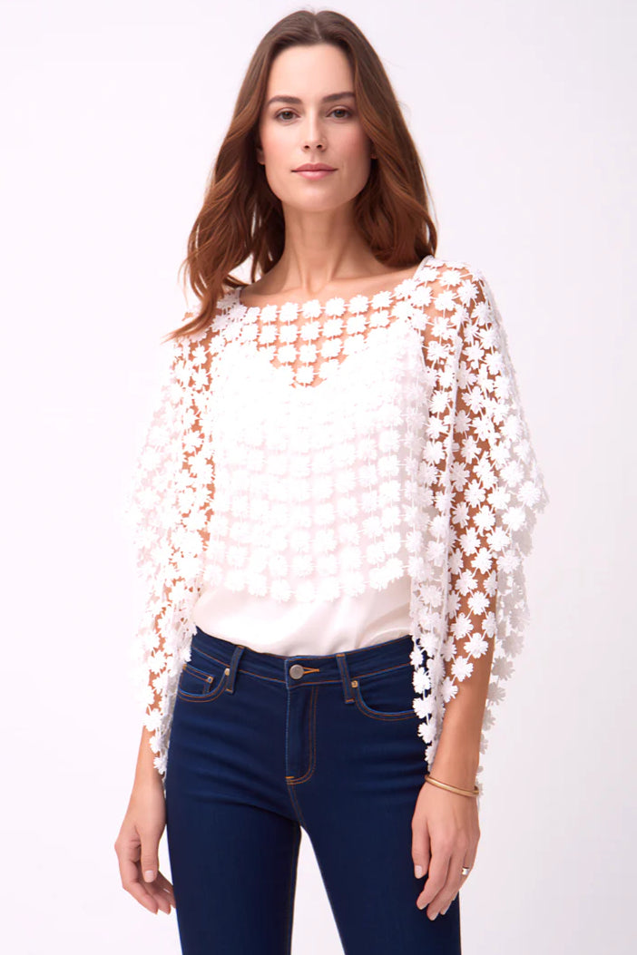 Lace Poncho White