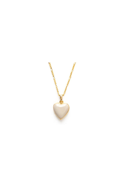 Large Enamel Heart Locket Beige