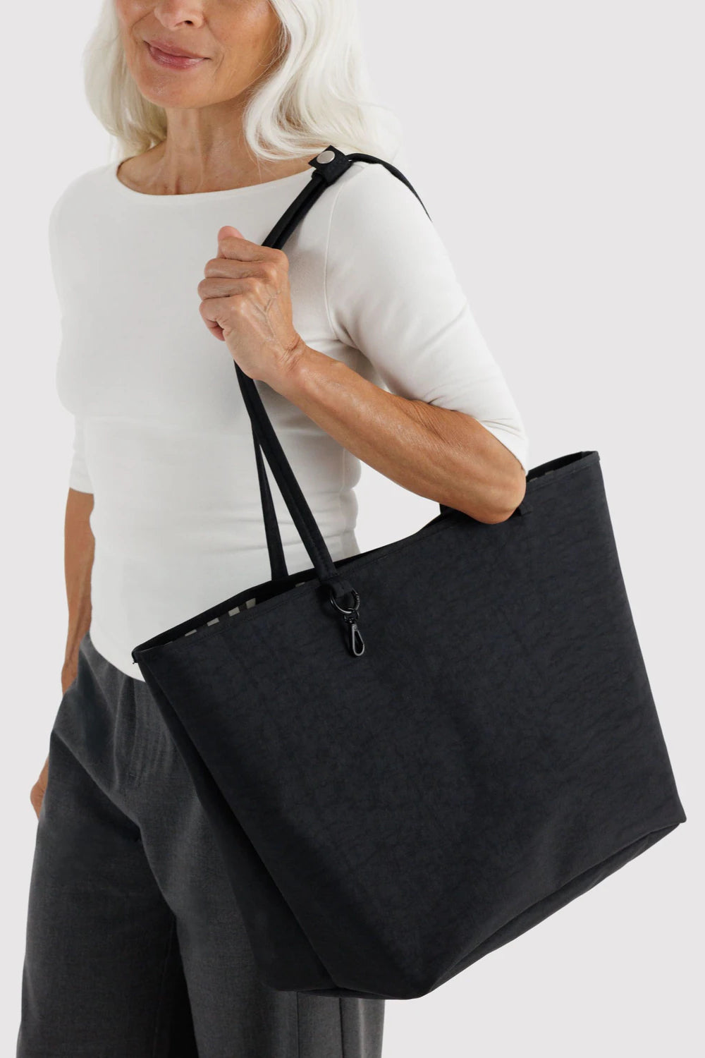 Large Nylon Reversible Tote Black Mix