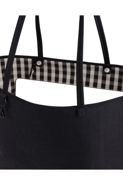 Large Nylon Reversible Tote Black Mix