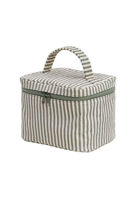Large Cosmetic Case Sage Stripe