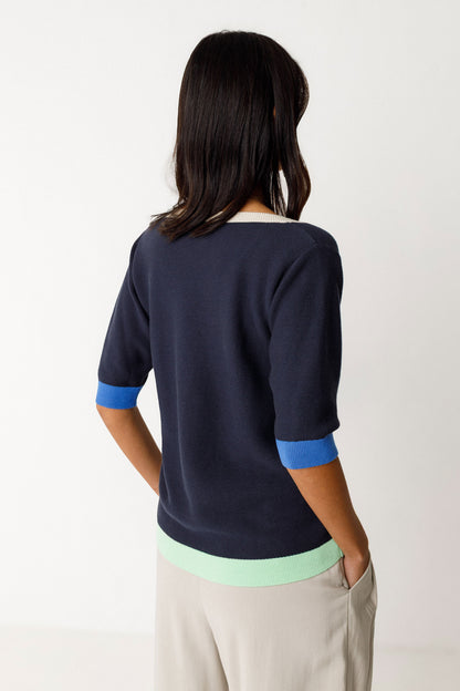 Lary Colorblock Short Sleeve Knit Top