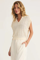 Lauden Crochet Polo Top Sea Salt