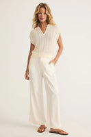 Lauden Crochet Polo Top Sea Salt