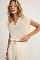 Lauden Crochet Polo Top Sea Salt