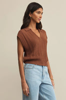 Lauden Crochet Polo Top Teakwood