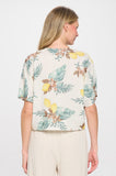 Lemon Print Tie Front Top