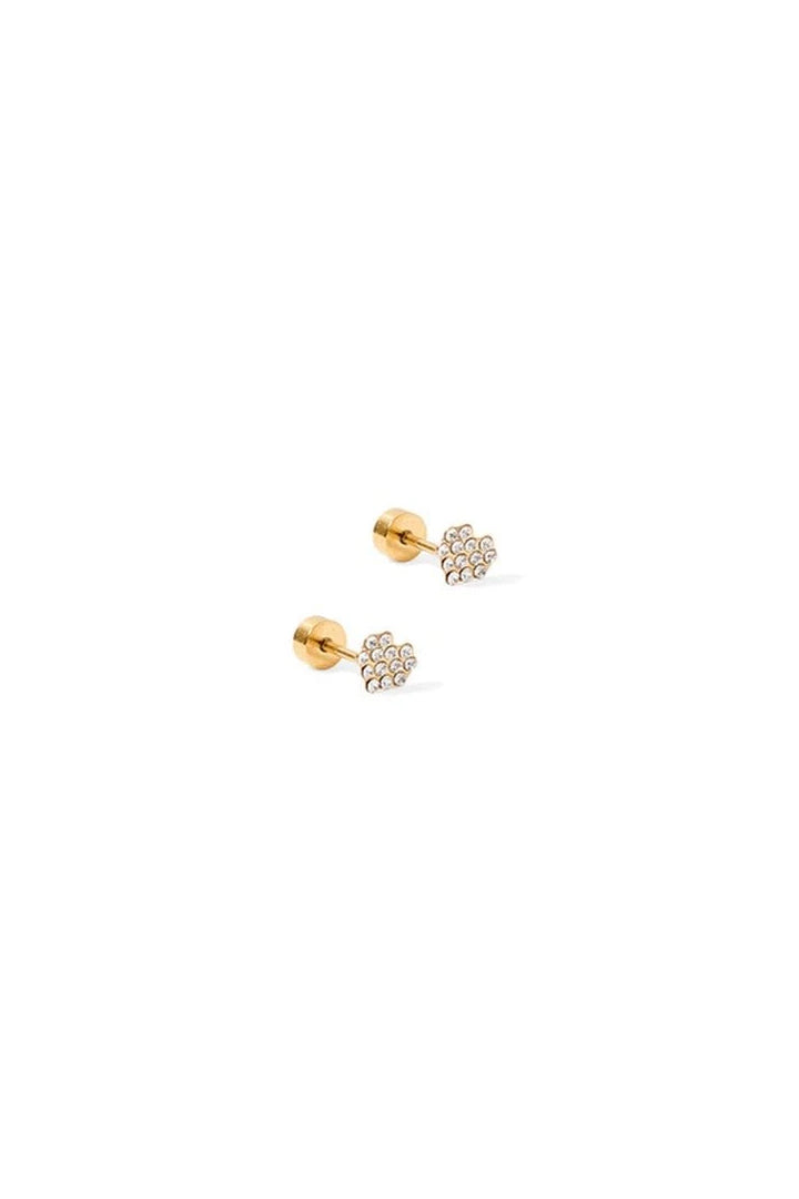 Leo Tiny Heart Screwback Studs Clear