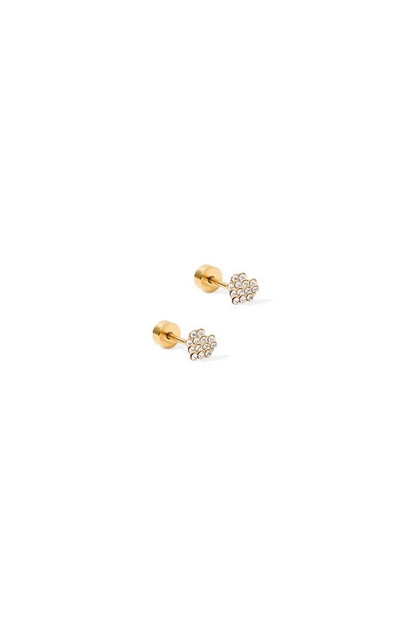 Leo Tiny Heart Screwback Studs Clear