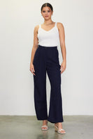 Linen Blend Wide Leg Trousers