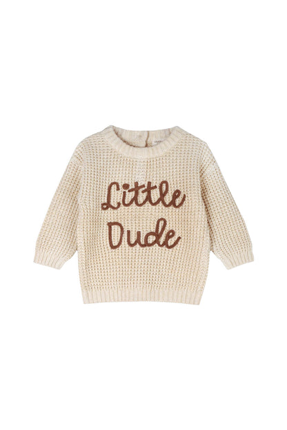 Little Dude Embroidered Baby Sweater