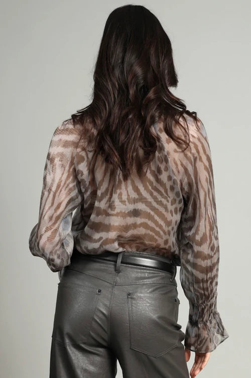 Sandy Blue Safari Pintuck Top