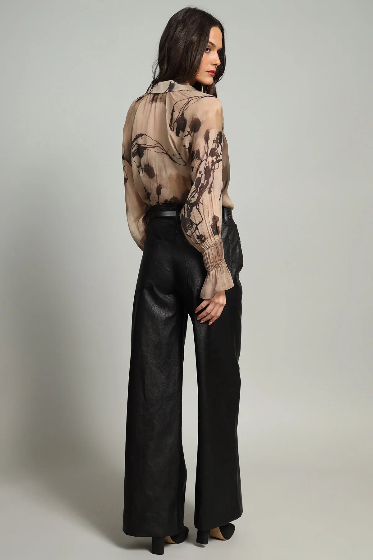 Sandy Ink Pintuck Chiffon Top