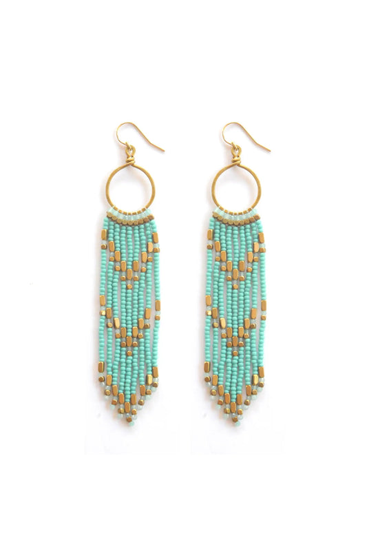 Long Bohemian Statement Earrings Brass/Turquoise