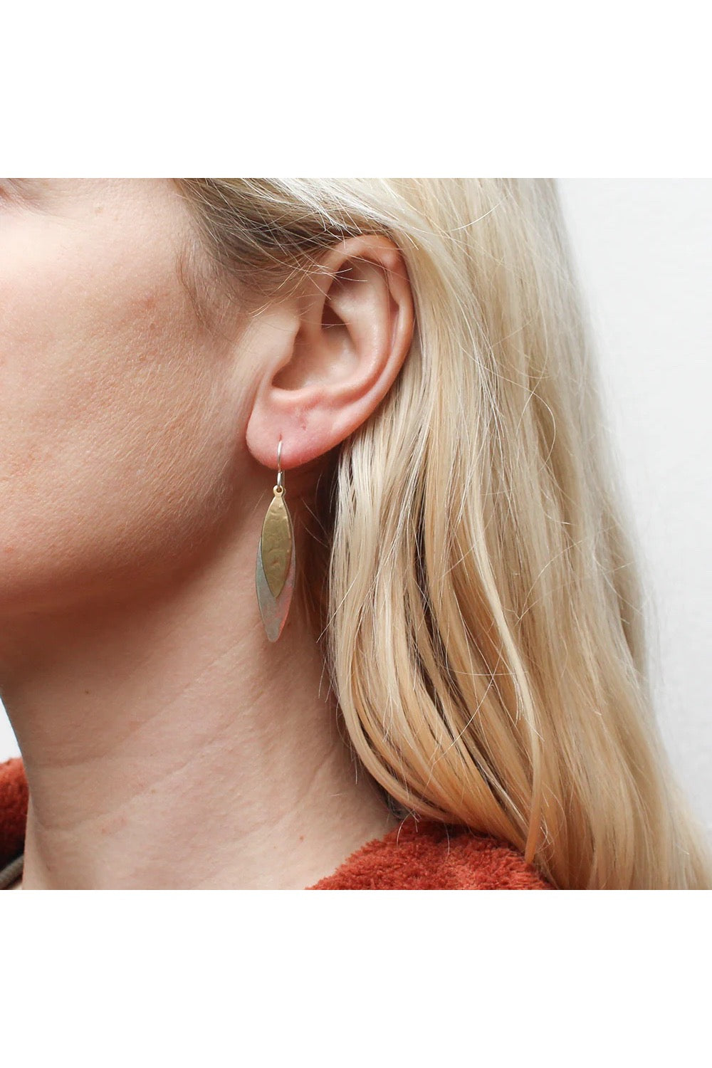 Long Double Layered Leaves Earring