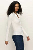Long Sleeve Textured Top Chalk