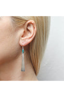 Long Triangle with Turquoise Bead Stack Earring Silver