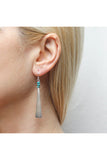 Long Triangle with Turquoise Bead Stack Earring Silver