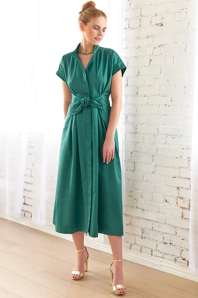 Long Rocky Tie Front Dress Emerald