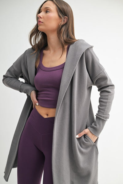 Longline Open Hoodie New Pewter