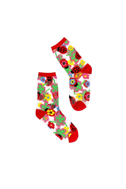 Lucky Ladybug Sheer Sock