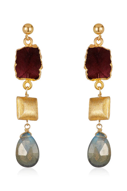Amanda Earrings Garnet/Labradorite