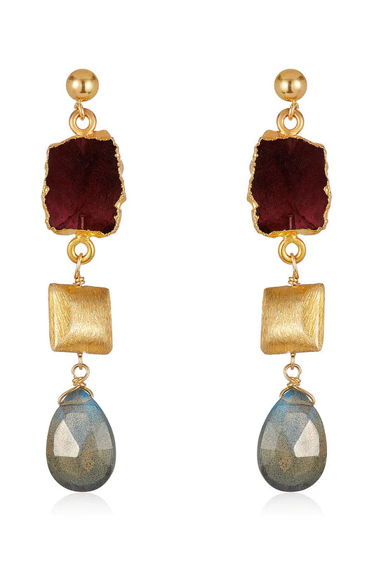 Amanda Earrings Garnet/Labradorite