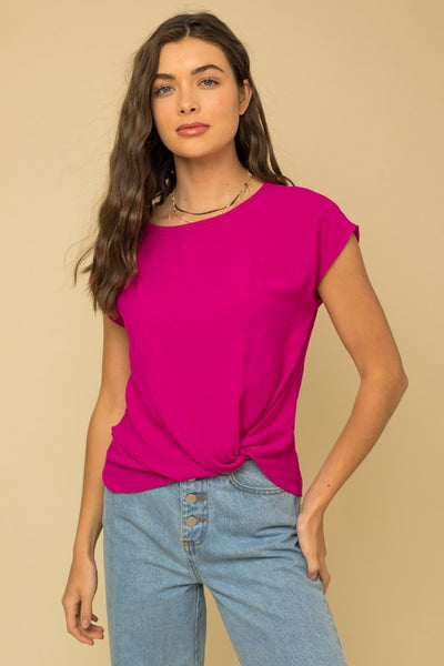 Magenta Front Knot Top