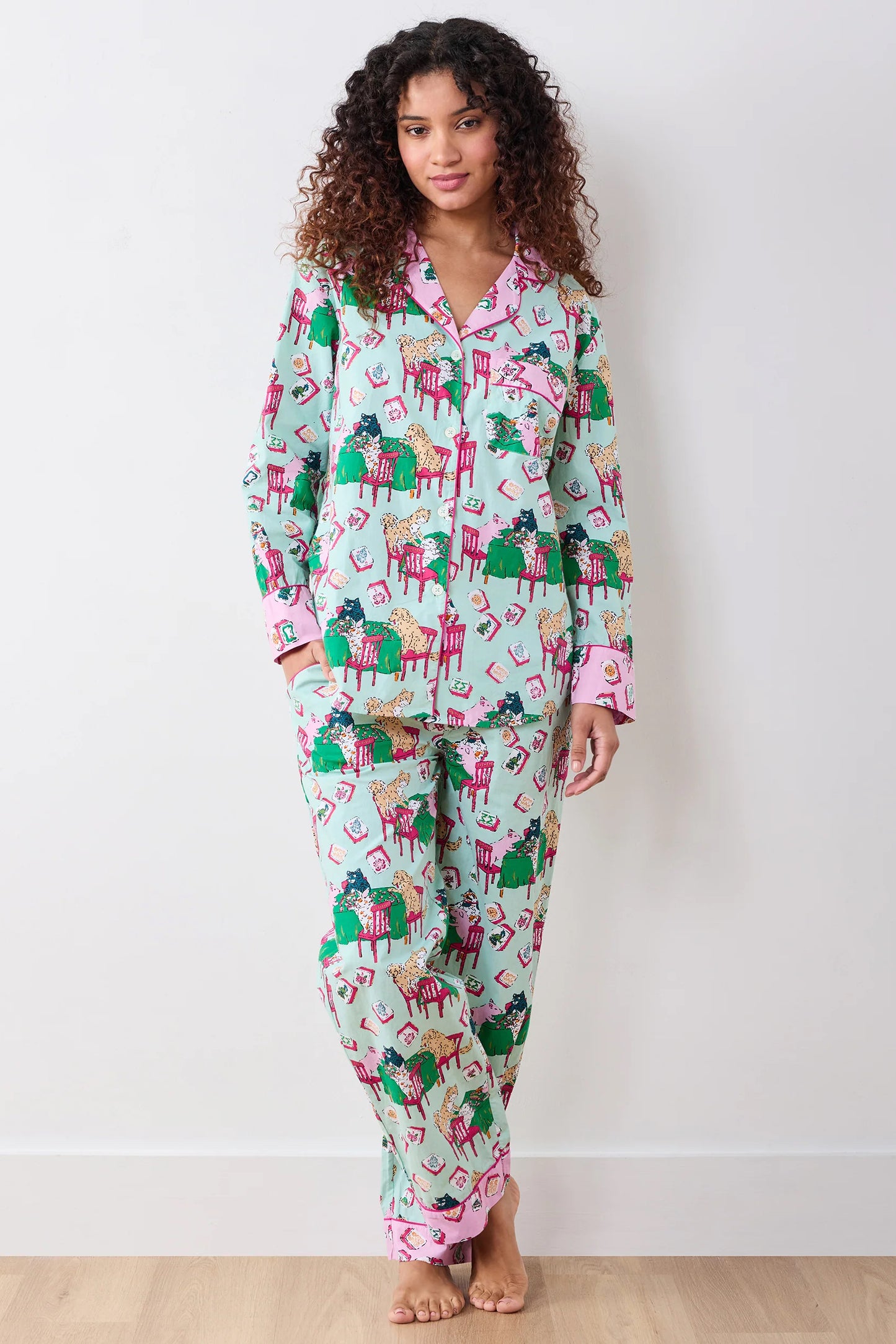 Mah Jongg Menagerie Long PJ Set