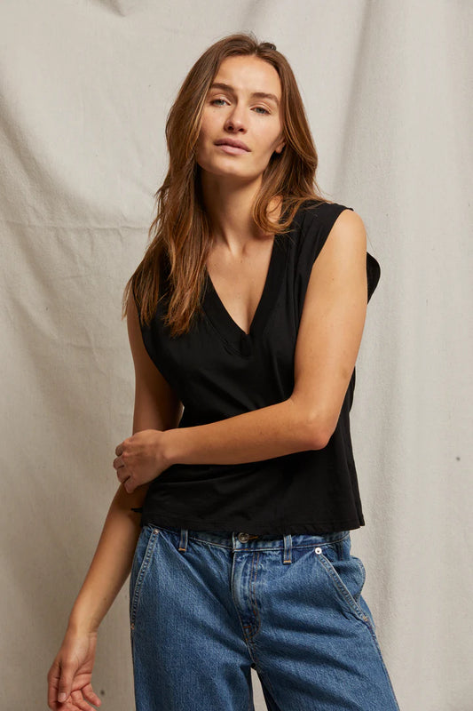 Margot Sleeveless V-Neck Tee True Black