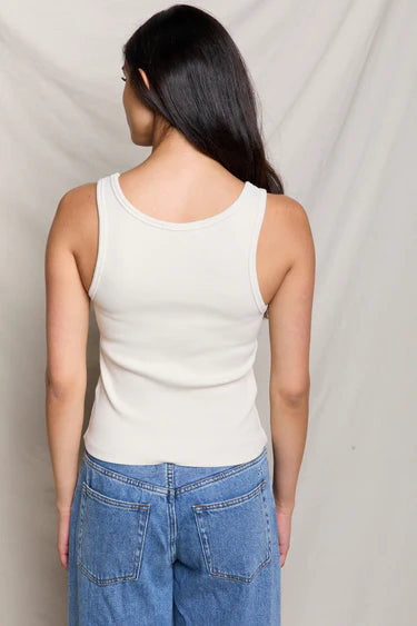 Maria Rib V-Neck Tank Sugar