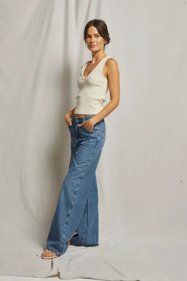 Maria Rib V-Neck Tank Sugar