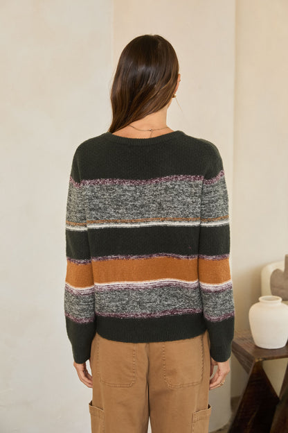 Marled Colorblock Sweater Green Camel