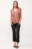 Yanis Silky V-Neck Top Marron