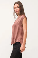 Yanis Silky V-Neck Top Marron