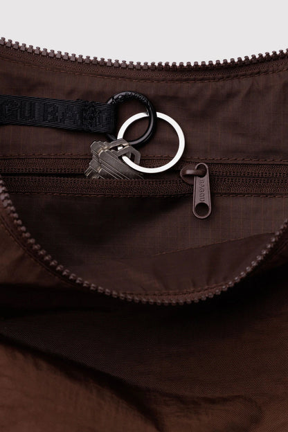 Medium Nylon Crescent Bag Coffee