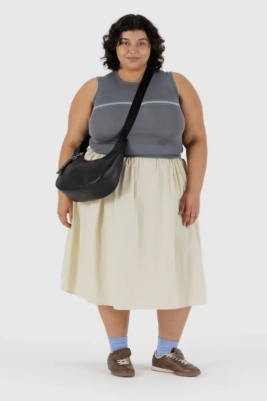 Medium Recycled Leather Crescent Bag Black