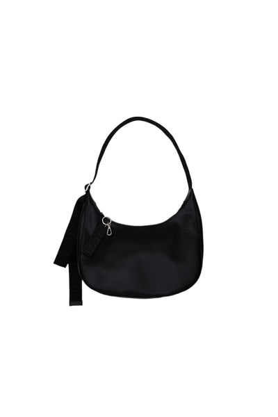 Medium Recycled Leather Crescent Bag Black