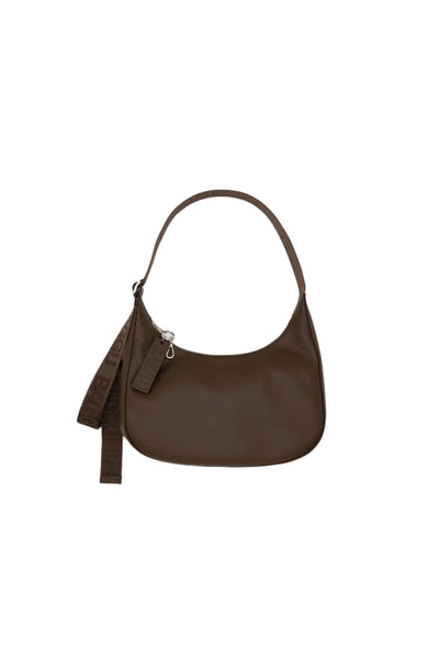 Medium Recycled Leather Crescent Bag Brown